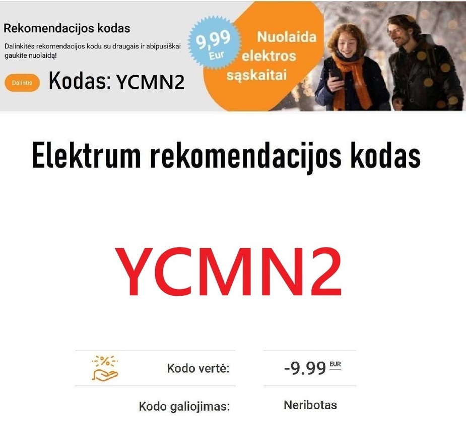 Elektrum nuolaidos kodas YCMN2, -9,99 Eur nuolaida sąskaitai!