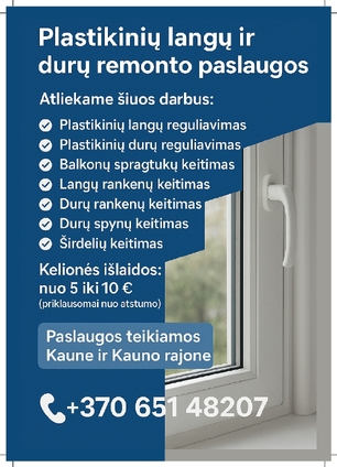 Plastikinių langų ir durų remonto paslaugos