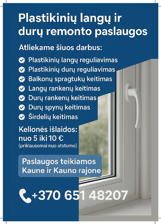 Plastikinių langų ir durų remonto paslaugos