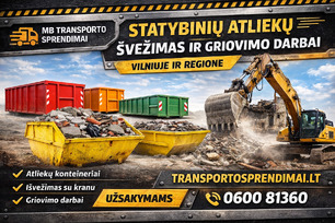 Statybinių atliekų išvežimas, griovimo darbai