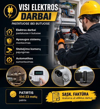 Visi elektros darbai pastatuose bei butuose