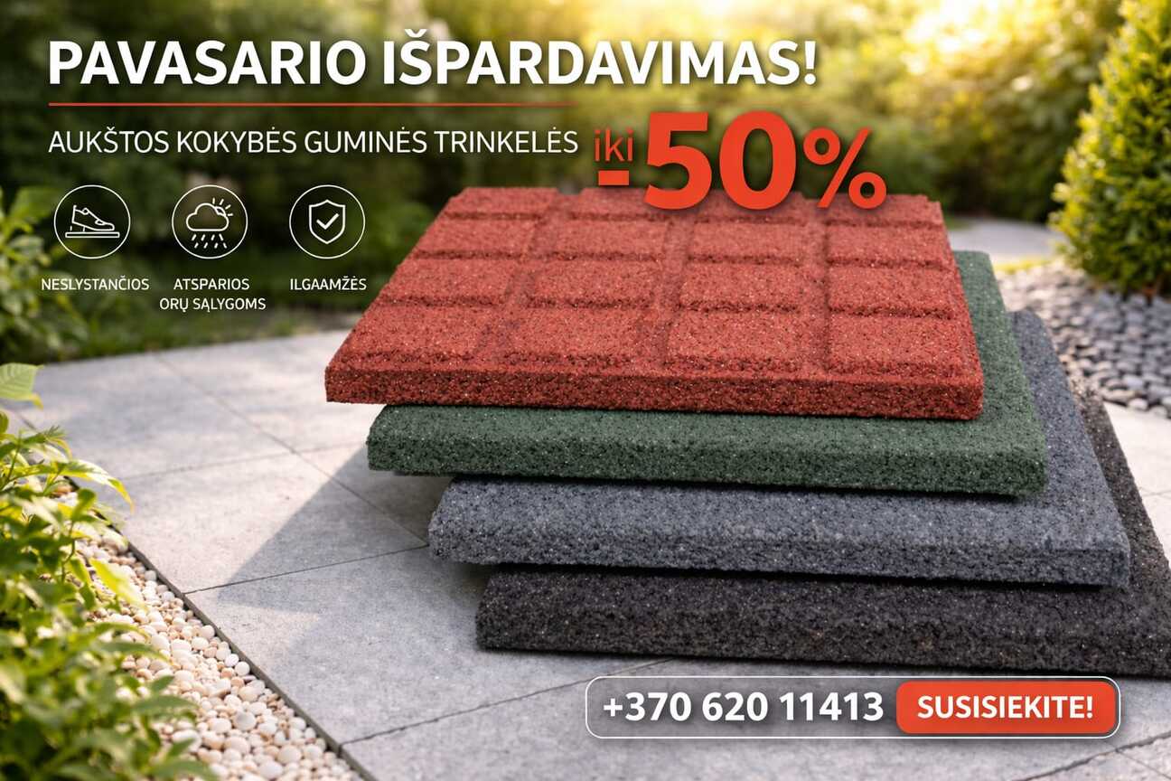 Pavasario išpardavimas guminėms terasos plytelėms