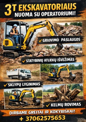 Ekskavatoriaus nuoma su operatoriumi