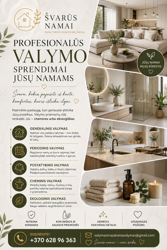 Valymo paslaugos MAŽA KAINA