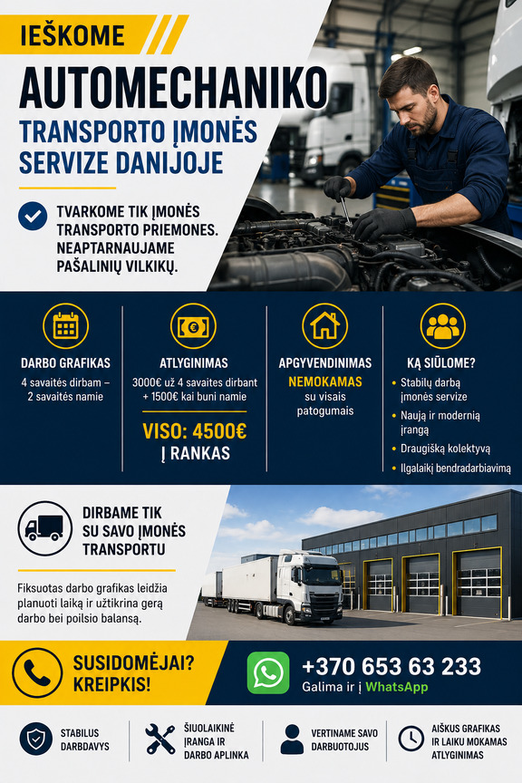 Sunkvežimių automechanikas Danijoje