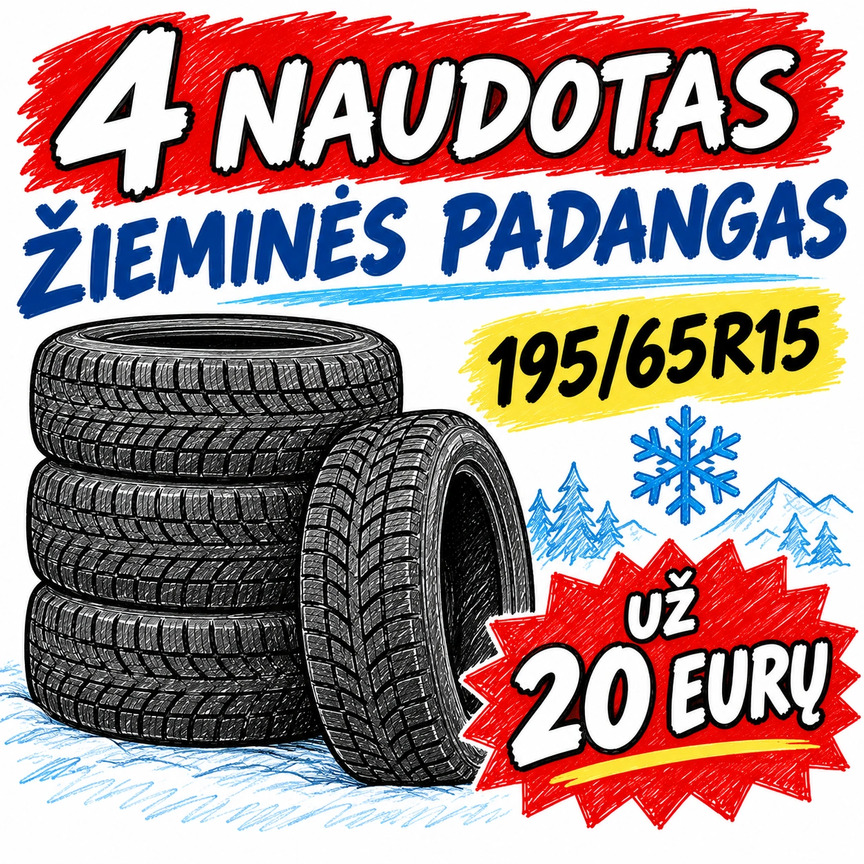 Parduodu padangas 195/65R15  už 20 eurų