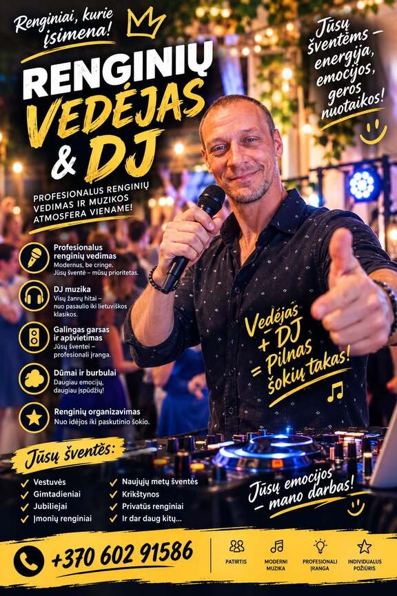 Renginių vedėjo ir dj paslaugos visoje Lietuvoje