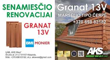 Čerpė Granat 13V Marselio tipo keraminė stogo MONIER, Klaipėda