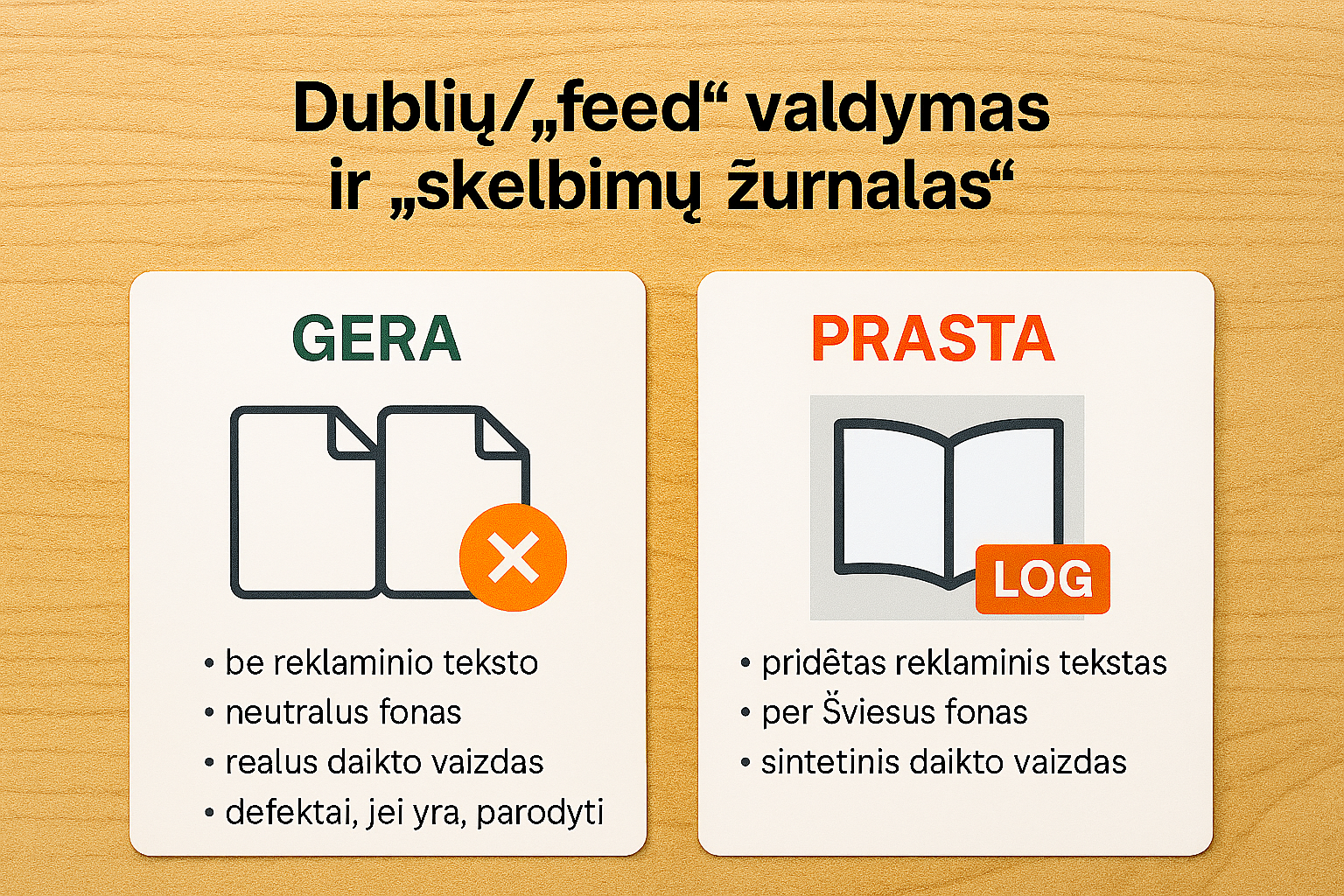Skelbimų dublių ir „feed“ valdymas: kanalų kontrolė, versijų žymėjimas, skelbimų žurnalas su statistika