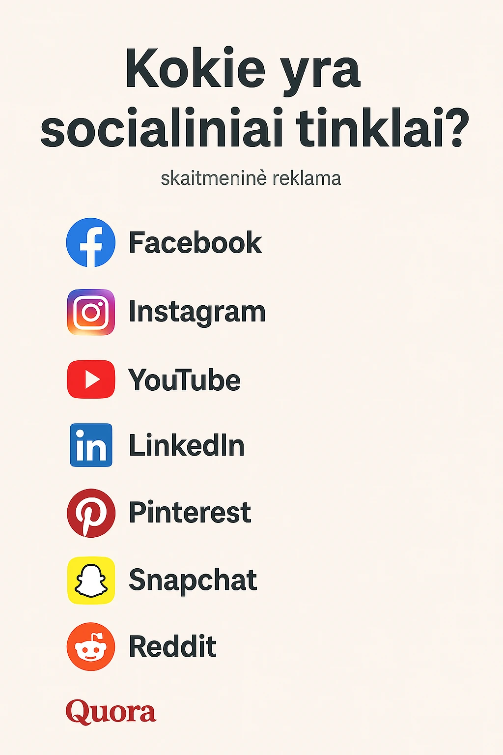 Kokie yra socialiniai tinklai: Facebook, Instagram, TikTok, YouTube, LinkedIn ir kitų stiprybės