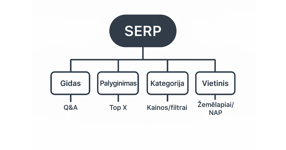 Klasterių struktūra ir vidinių nuorodų schema