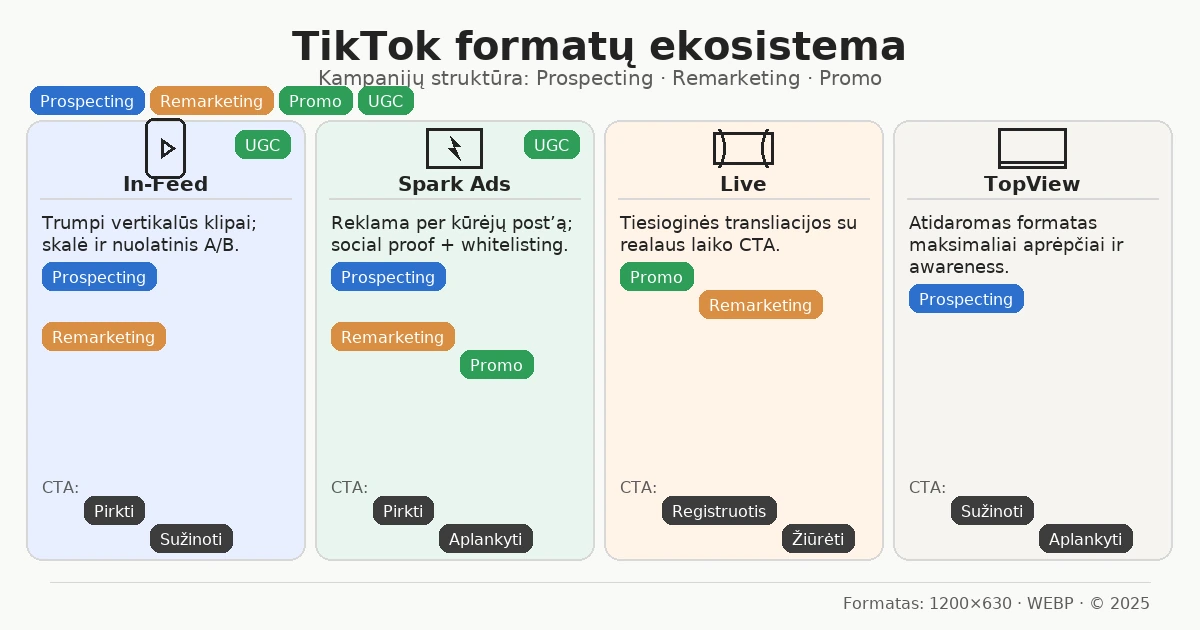 TikTok formatų ekosistema ir kur naudoti UGC