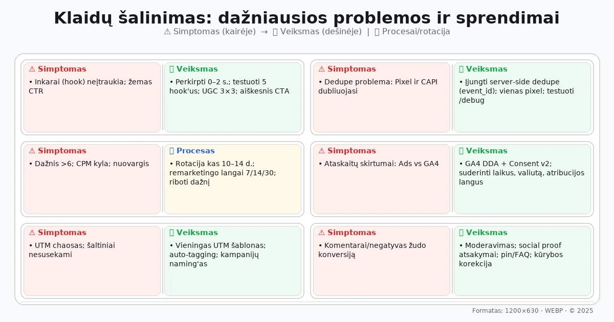 Dažniausios bėdos: inkarai, dedupe, dažnis, ataskaitų skirtumai, UTM, komentarai