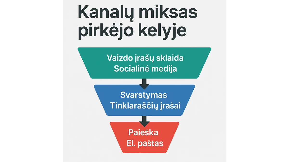 Kanalų miksas pirkėjo kelyje nuo žinomumo iki veiksmo.