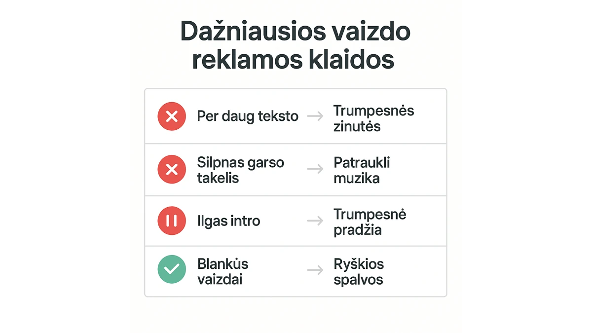 Dažniausios vaizdo reklamos klaidos ir kaip jų išvengti