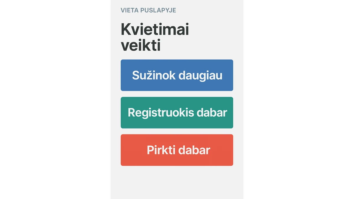 Skirtingi kvietimo veikti variantai vaizdo reklamoje