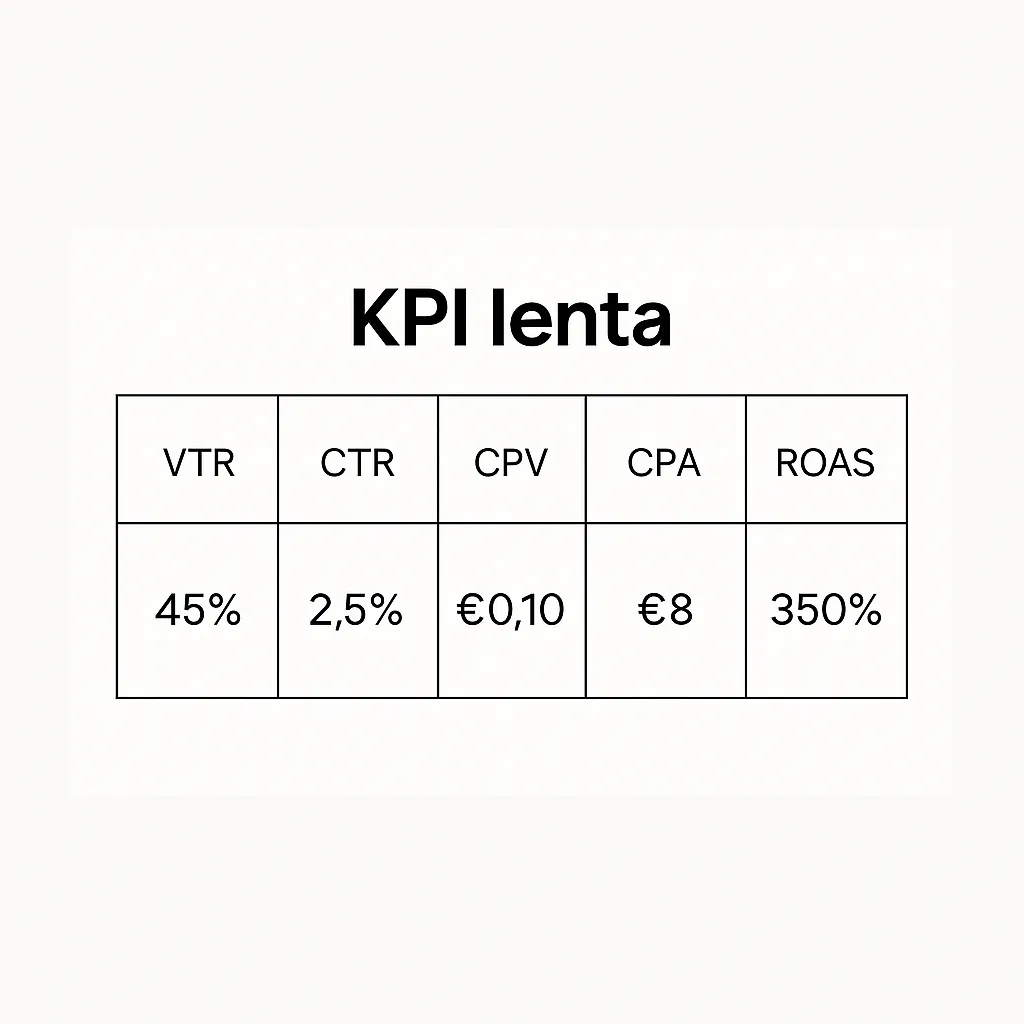 Kanalų, formatų, trukmės ir KPI palyginimo lentelė